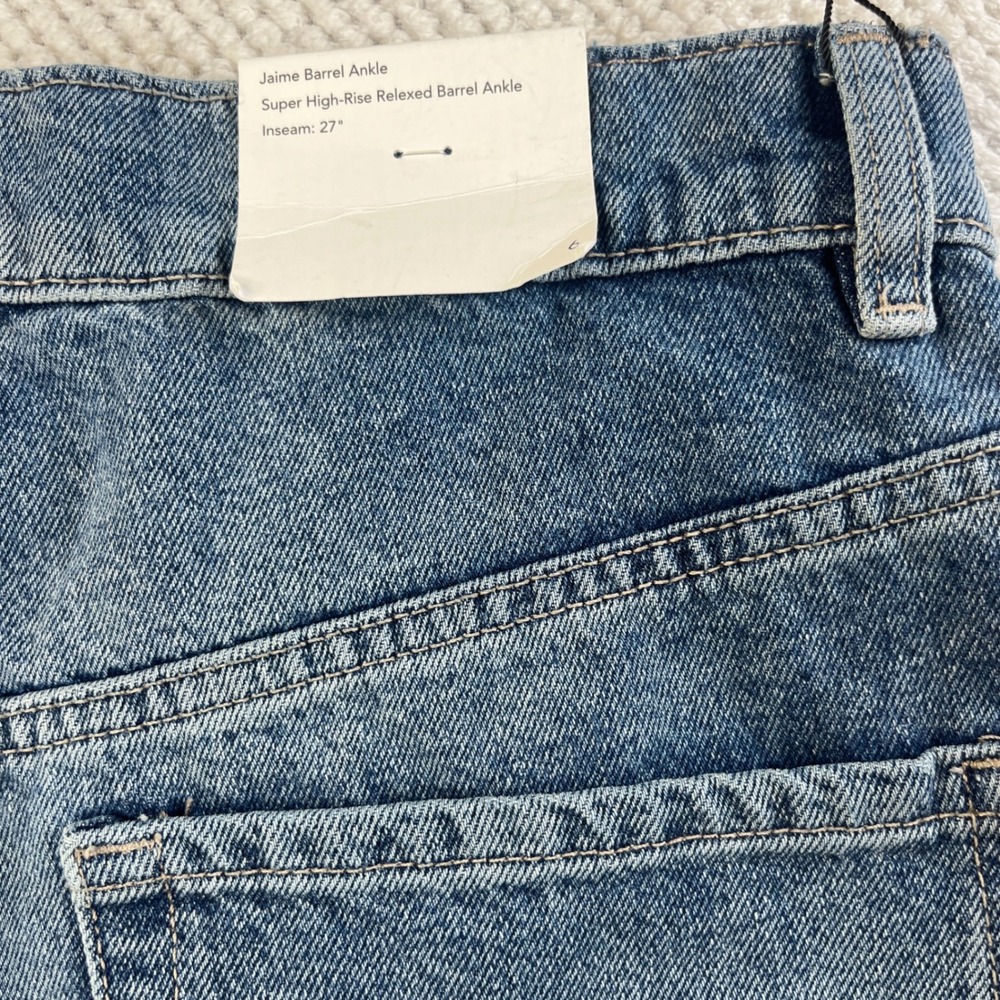 Jason Wu Jaime Barrel Ankle Jeans Super High Rise Relaxed Blue Denim Size 6 27 - Picture 8 of 10